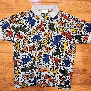 LACOSTE KEITH HARING SPECIAL EDITION SHORT SLEEVE POLO SHIRT SIZE L FITS Med.